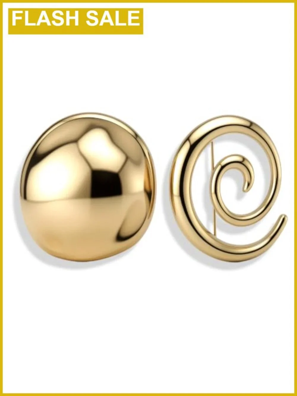 Vintage Geometric Gold Brooch Set - 2 PCS, Zinc Alloy, Lapel Pins